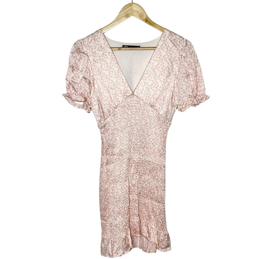 Zara Daisy Microfloral Babydoll Dress Womens Small Smocked Coquette Ruffled